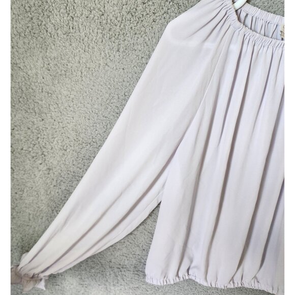 LOFT Women's Long Sleeve Off The Shoulder Elastic Waist Blouse Top Purple Sz XL - Picture 4 of 12